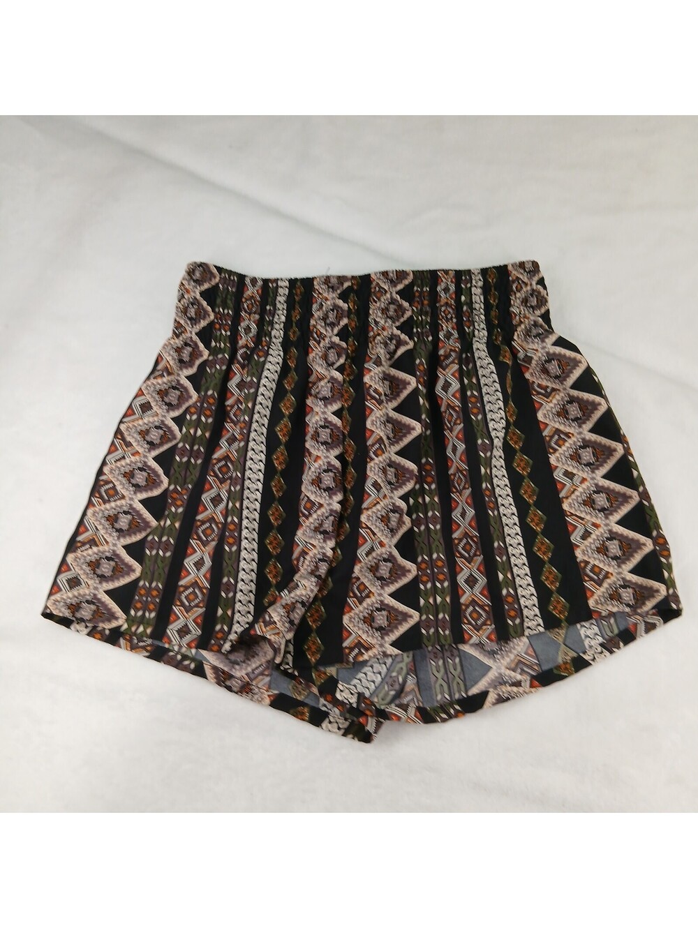 SHEIN VCAY Geometric Aztec Smocked Waist Shorts Women's Size S Small Festival